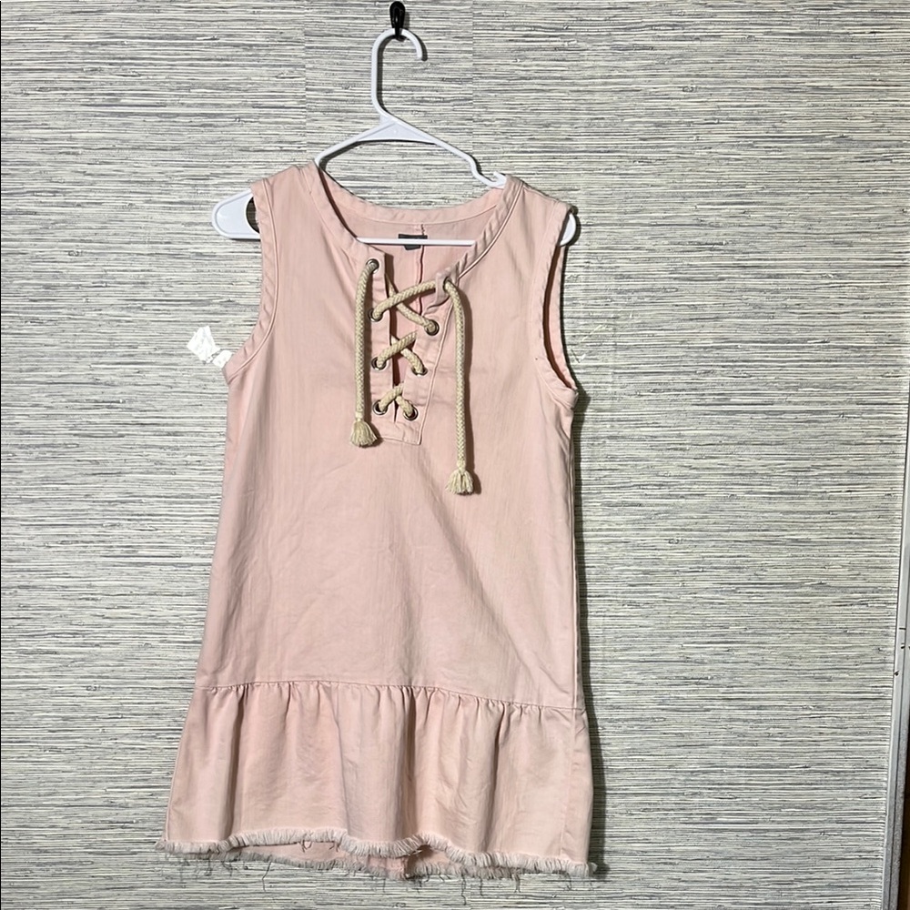 Aerie Pale Pink Ruffle  – XS Drop Waist Flowy Boho Style (699)